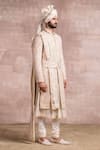 Tarun Tahiliani_White Sherwani Katan  Kurta Jacquard Churidar Poplin Lycra Set _Online_at_Aza_Fashions