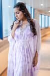 Shop Merge Design Purple Georgette V Neck Tie Dye Kaftan at Aza Fashions Shop_Merge Design_Purple Georgette V Neck Tie Dye Kaftan_at_Aza_Fashions