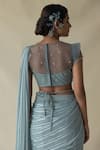 Merge Design_Blue Net Pre-draped Saree With Blouse_at_Aza_Fashions