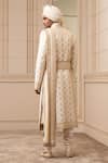 Shop_Tarun Tahiliani_White Sherwani And Kamarbandh Matka Silk Embroidered Aari Set _at_Aza_Fashions