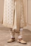 Buy_Tarun Tahiliani_White Sherwani And Kamarbandh Matka Silk Embroidered Aari Set _Online_at_Aza_Fashions