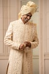 Buy_Tarun Tahiliani_Gold Sherwani And Kamarbandh Matka Silk Embroidered Aari Set _Online_at_Aza_Fashions