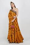 Buy_Nikasha_Yellow Cotton Silk One Shoulder Printed Kurta And Lehenga Set For Women_at_Aza_Fashions