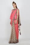 Buy_Nikasha_Pink Crepe Round Printed Saree With Blouse For Women_at_Aza_Fashions
