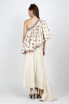 Shop_Nikasha_White Cotton One Shoulder Printed Top And Wrap Skirt Set For Women_at_Aza_Fashions