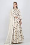 Buy_Nikasha_White Cotton Silk Round Printed Kurta And Lehenga Set _at_Aza_Fashions