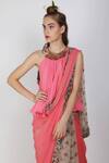 Nikasha_Pink Crepe Round Printed Saree With Blouse For Women_Online_at_Aza_Fashions