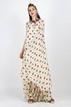 Nikasha_White Round One Shoulder Kurta With Skirt Set _Online_at_Aza_Fashions