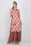 Buy_Nikasha_Pink Cotton Silk Round Printed Kurta And Gharara Set For Women_at_Aza_Fashions