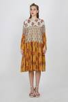 Buy_Nikasha_Yellow Georgette Printed Tiered Dress_at_Aza_Fashions