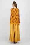 Shop_Nikasha_Yellow Crepe Round Printed Tunic And Silk Skirt For Women_at_Aza_Fashions