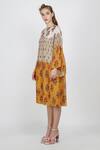 Nikasha_Yellow Georgette Printed Tiered Dress_Online_at_Aza_Fashions