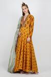 Nikasha_Yellow Cotton Silk V Neck Printed Anarkali Set For Women_Online_at_Aza_Fashions