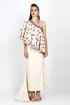 Buy_Nikasha_White Cotton One Shoulder Printed Top And Wrap Skirt Set For Women_at_Aza_Fashions