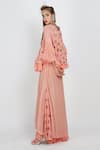 Shop_Nikasha_Pink Printed Top And Ruffle Skirt Set_at_Aza_Fashions