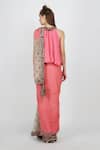 Shop_Nikasha_Pink Crepe Round Printed Saree With Blouse For Women_at_Aza_Fashions