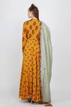 Shop_Nikasha_Yellow Cotton Silk V Neck Printed Anarkali Set _at_Aza_Fashions