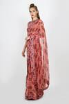Shop_Nikasha_Pink Crepe Printed Saree With Blouse_at_Aza_Fashions