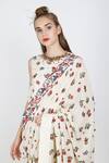 Nikasha_White Cotton Printed Saree With Blouse_Online_at_Aza_Fashions