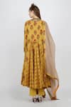 Shop_Nikasha_Yellow Cotton Silk Printed Anarkali And Pant Set_at_Aza_Fashions