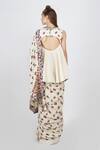 Shop_Nikasha_White Cotton Printed Saree With Blouse_at_Aza_Fashions