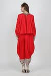 Shop_Nikasha_Red Round Peasant Top And Dhoti Pant Set For Women_at_Aza_Fashions