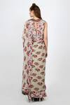 Shop_Nikasha_Grey Round Printed Saree With Blouse For Women_at_Aza_Fashions