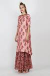 Nikasha_Pink Cotton Silk Round Printed Kurta And Gharara Set For Women_Online_at_Aza_Fashions