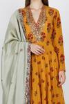 Buy_Nikasha_Yellow Cotton Silk V Neck Printed Anarkali Set _Online_at_Aza_Fashions