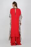 Shop_Nikasha_Red Kaftan Kurta With Asymmetric Skirt_at_Aza_Fashions