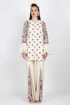 Nikasha_White Cotton Round Printed Tunic And Pant Set _Online_at_Aza_Fashions