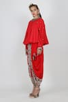 Nikasha_Red Round Peasant Top And Dhoti Pant Set For Women_Online_at_Aza_Fashions