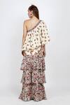 Shop_Nikasha_White One Shoulder Printed Top And Skirt Set For Women_at_Aza_Fashions