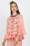 Nikasha_Pink Printed Top And Ruffle Skirt Set_Online_at_Aza_Fashions