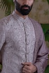 Shop_Punit Arora_Pink Silk Jacquard Thread Ornamental Embroidered Sherwani Set _Online_at_Aza_Fashions