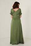 Shop_Merge Design_Green Modal Satin Ombre Pleated Gown_at_Aza_Fashions