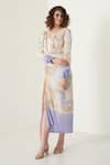 Buy_Merge Design_Purple Modal Satin Plain V Neck Tie Dye Ombre Shift Dress_Online_at_Aza_Fashions