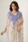 Buy_Merge Design_Purple Kaftan Chiffon Embroidery Stone V Neck Tie Dye _Online_at_Aza_Fashions