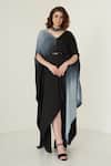 Buy Merge Design Black Modal Satin Plain V Neck Colorblock Kaftan at Aza Fashions Buy_Merge Design_Black Modal Satin Plain V Neck Colorblock Kaftan _at_Aza_Fashions