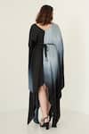 Shop Merge Design Black Modal Satin Plain V Neck Colorblock Kaftan at Aza Fashions Shop_Merge Design_Black Modal Satin Plain V Neck Colorblock Kaftan _at_Aza_Fashions