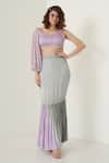 Buy_Merge Design_Purple Modal Satin Tie Dye Pre-draped Saree With Blouse_Online_at_Aza_Fashions