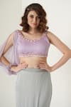 Shop_Merge Design_Purple Modal Satin Tie Dye Pre-draped Saree With Blouse_Online_at_Aza_Fashions