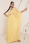 Buy Merge Design Yellow Chiffon, Lining Crepe Mirror Work, Pearls, Sequin, Embroidered Kaftan at Aza Fashions Buy_Merge Design_Yellow Chiffon, Lining Crepe Mirror Work, Pearls, Sequin, Embroidered Kaftan _at_Aza_Fashions