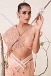 Merge Design_Peach Blouse , Lehenga And Modal Satin, Lining Embroidered Fish Cut Set_at_Aza_Fashions
