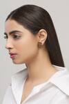 Nayaab By Aleezeh_Gold Plated Embroidered Hand Circular Stud Earrings_Online_at_Aza_Fashions