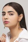 Buy_Nayaab By Aleezeh_Gold Plated Embroidered Handcrafted Circular Drop Long Bar Earrings_at_Aza_Fashions
