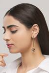Shop_Nayaab By Aleezeh_Gold Plated Embroidered Handcrafted Circular Drop Long Bar Earrings_at_Aza_Fashions