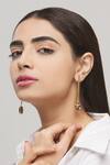 Buy_Nayaab By Aleezeh_Gold Plated Embroidered Handcrafted Circular Drop Long Bar Earrings_Online_at_Aza_Fashions