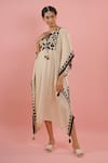 Buy_Tuli_Ivory Muslin Geometric Round Print Kaftan_Online_at_Aza_Fashions