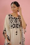 Shop_Tuli_Ivory Muslin Geometric Round Print Kaftan_Online_at_Aza_Fashions